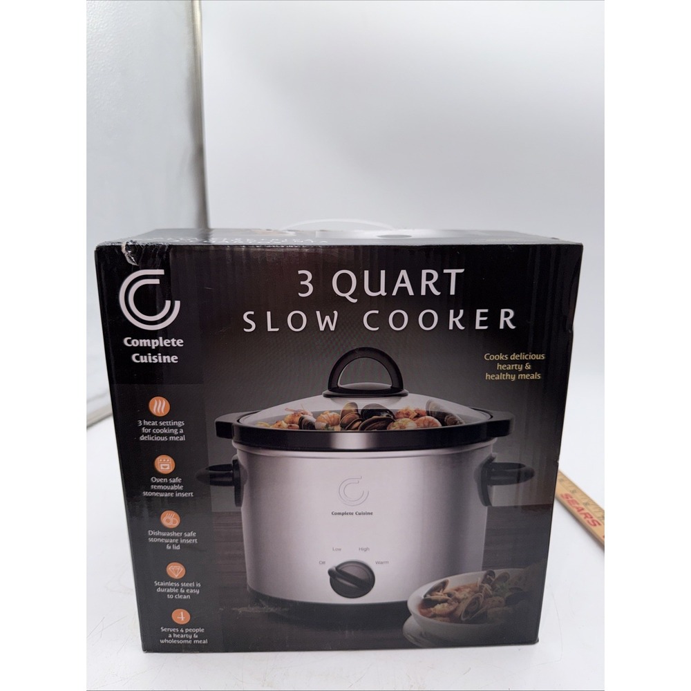 New Complete Cuisine 3-Quart Slow Cooker Model #WJ-3000 - Item #CC-3000-SL-HDL